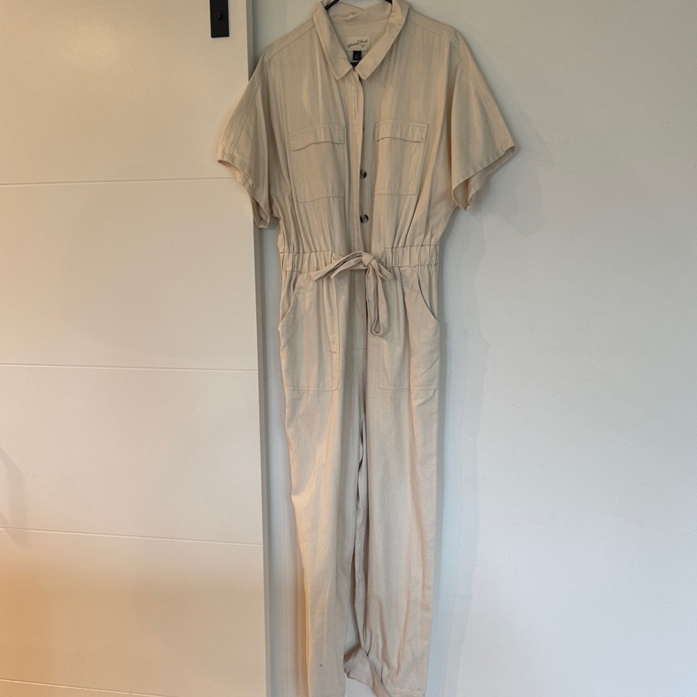 Universal Thread Beige Button-Up Jumpsuit
